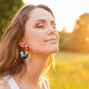 Statement Earrings, Trendy Rattan Hoop Earrings